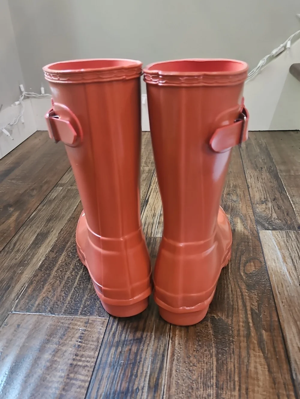 New!!  Hunter Waterproof Women's Glossy Orange All Weather Rubber Rain Boots